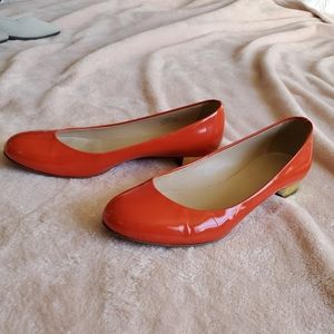 J Crew 98428 Orange Patent Leather Ballet Flats